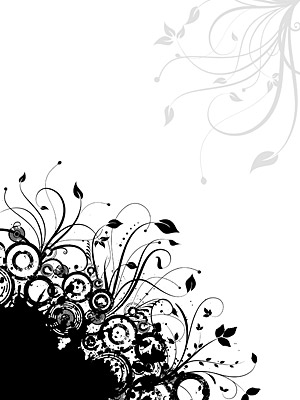 black and white vector flowers