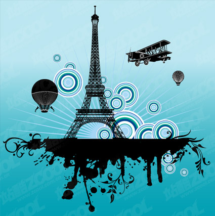 eiffel tower cartoon. Eiffel Tower Theme Vector