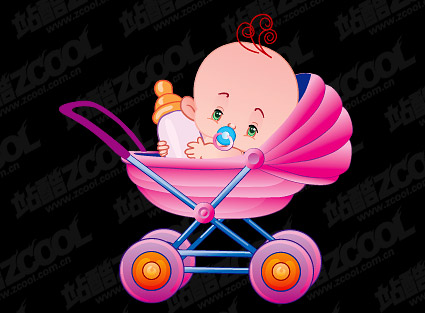 cute cartoon girl baby. Cute baby Vector material -3