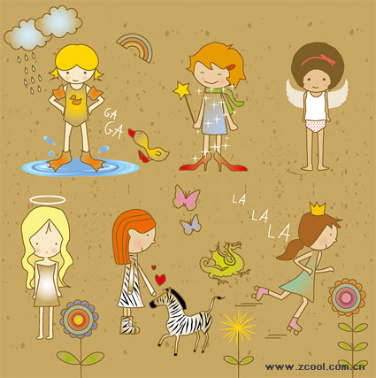 cute cartoon girl characters. Cartoon Cute Girl Vector