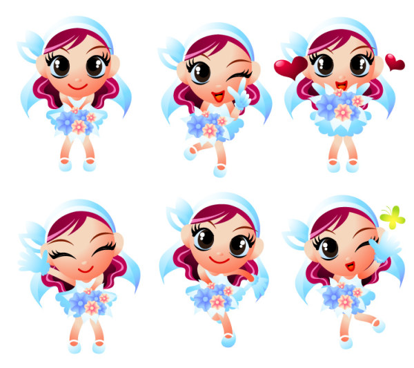 cute cartoon girl characters. cartoon girl vector