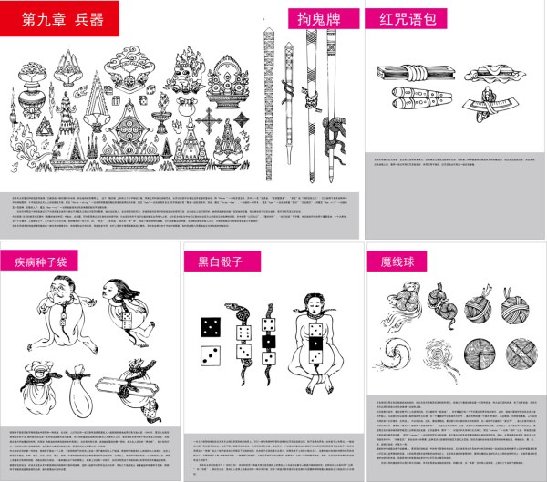 藏传佛教象征符号与器物图之十(吉祥天母的五种神器)矢量素材