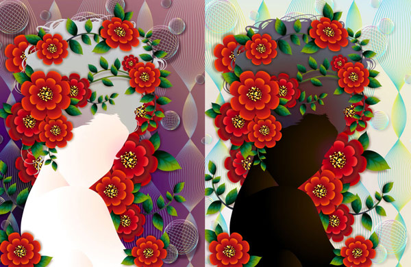 女人与花矢量素材-4