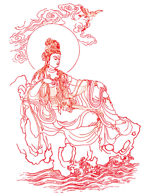 观音菩萨线描矢量素材