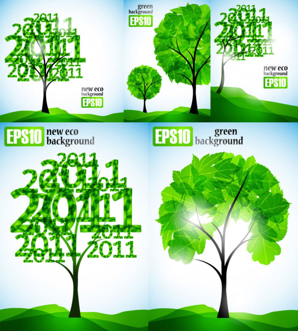 清新的2011树木矢量素材