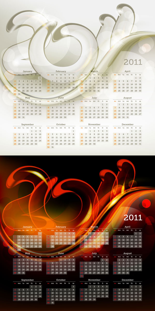 2011年日历模板01——矢量素材