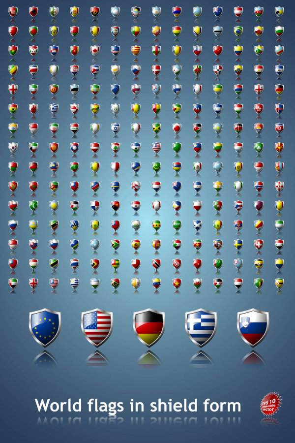 精致各国国旗图标03——矢量素材