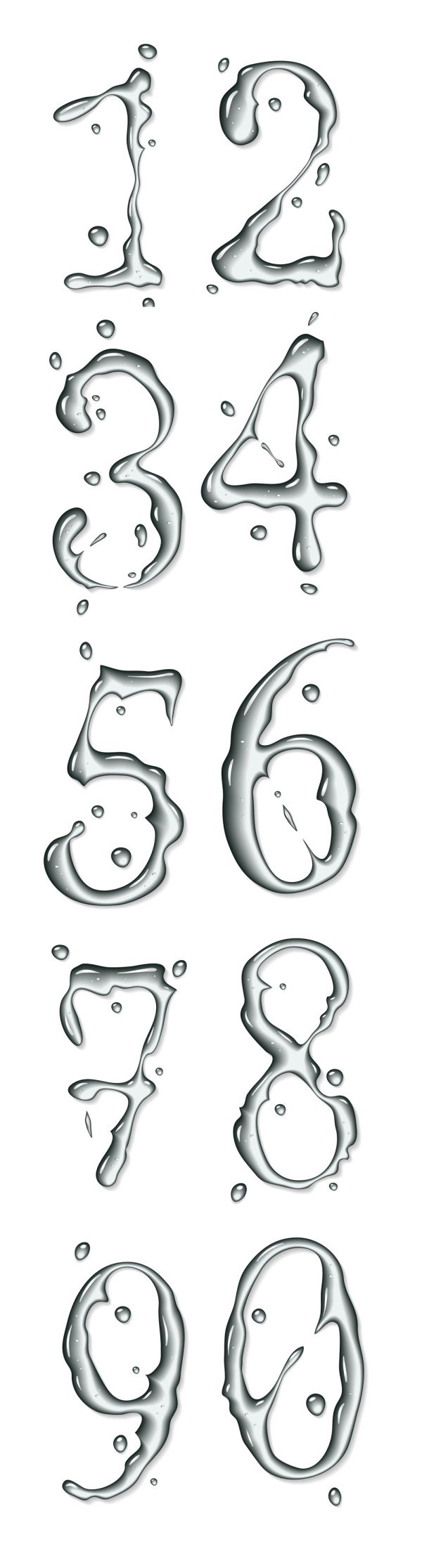 水滴数字——矢量素材