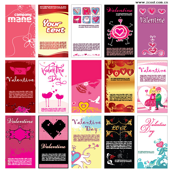 Valentine's Day Theme Card design elements vector material_Download