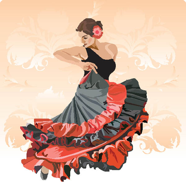Exquisite cartoon dancer 01 - vector material