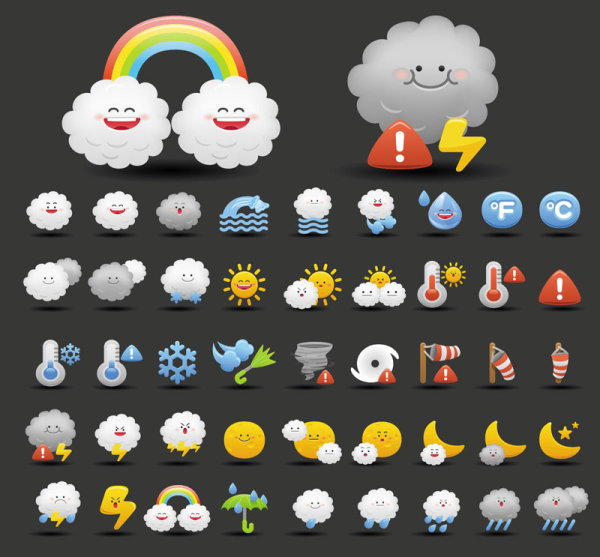 Cartoon weather icon 02 - vector material