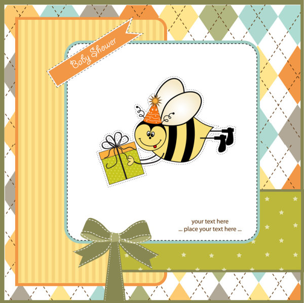 Cartoon Kids card 01 - vector material