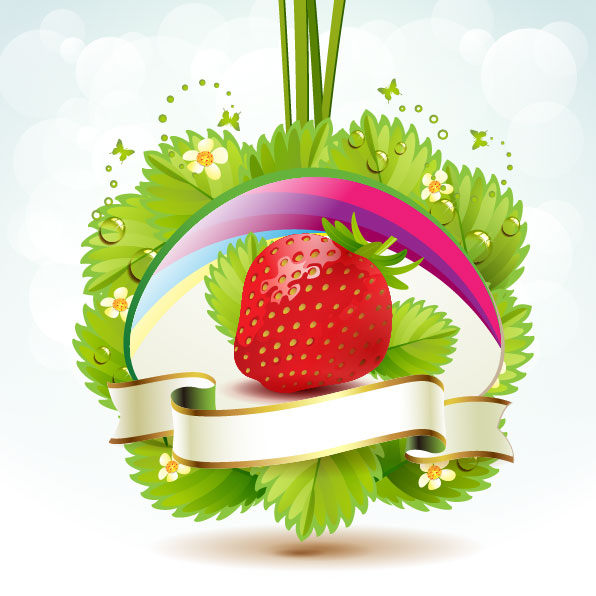 Strawberry theme background 04 - vector material