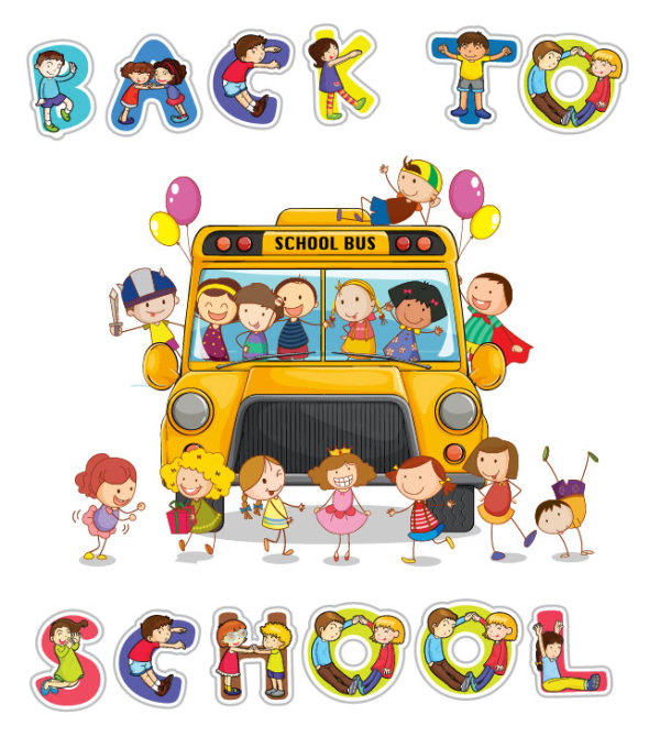 Cartoon illustration of kids 01 - vector material