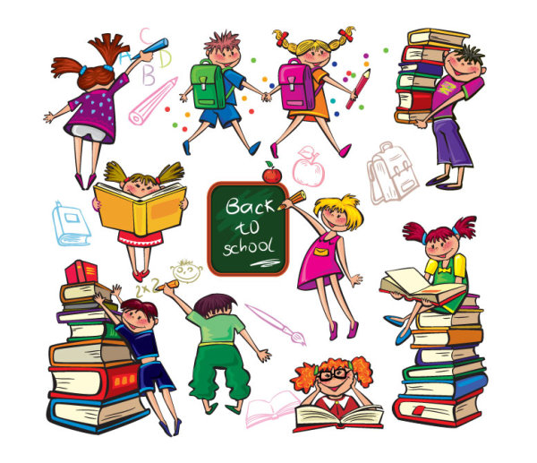 Cartoon kids illustration 03 - vector material