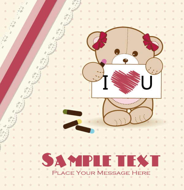 Cartoon animal card 05 - vector material