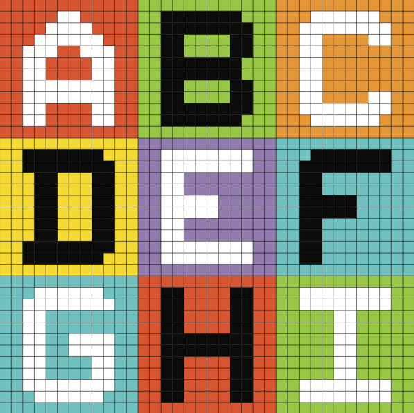Colored dots display letters - vector material